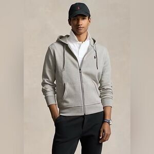 Polo Ralph Lauren Double-Knit Full-Zip Hoodie Light Sport Heather Gray Auth Code